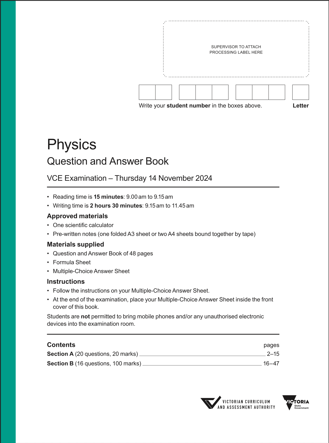 VCE Physics 2024 Exam Thumbnail